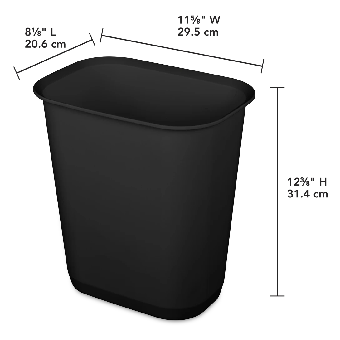 Sterilite 1046 3 Gallon / 11.4 Liter Rectangular Wastebasket – Black / White - Image 2