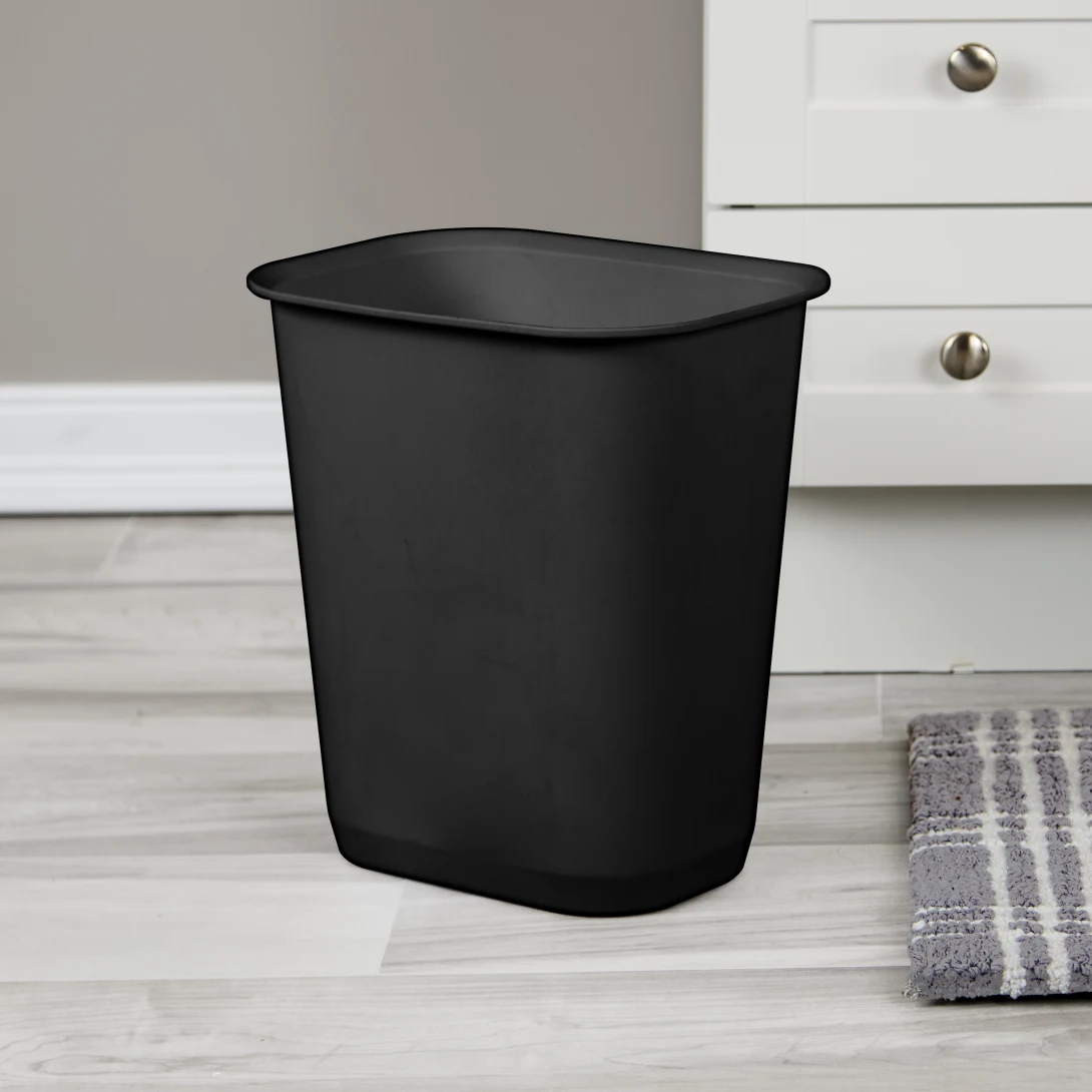 Sterilite 1046 3 Gallon / 11.4 Liter Rectangular Wastebasket – Black / White - Image 3