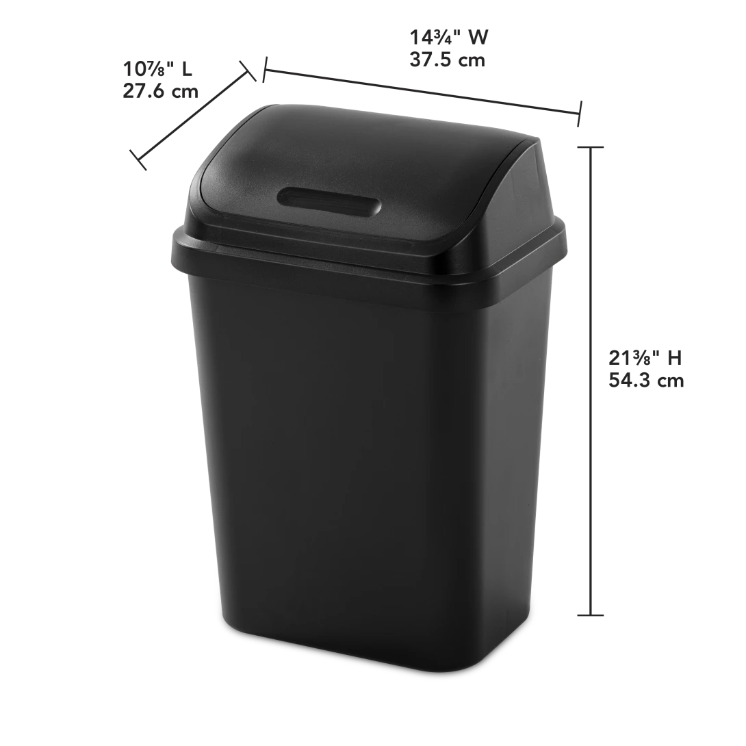 Sterilite 1066 7.8 Gallon / 30 Liter SwingTop Wastebasket – White / Black - Image 10