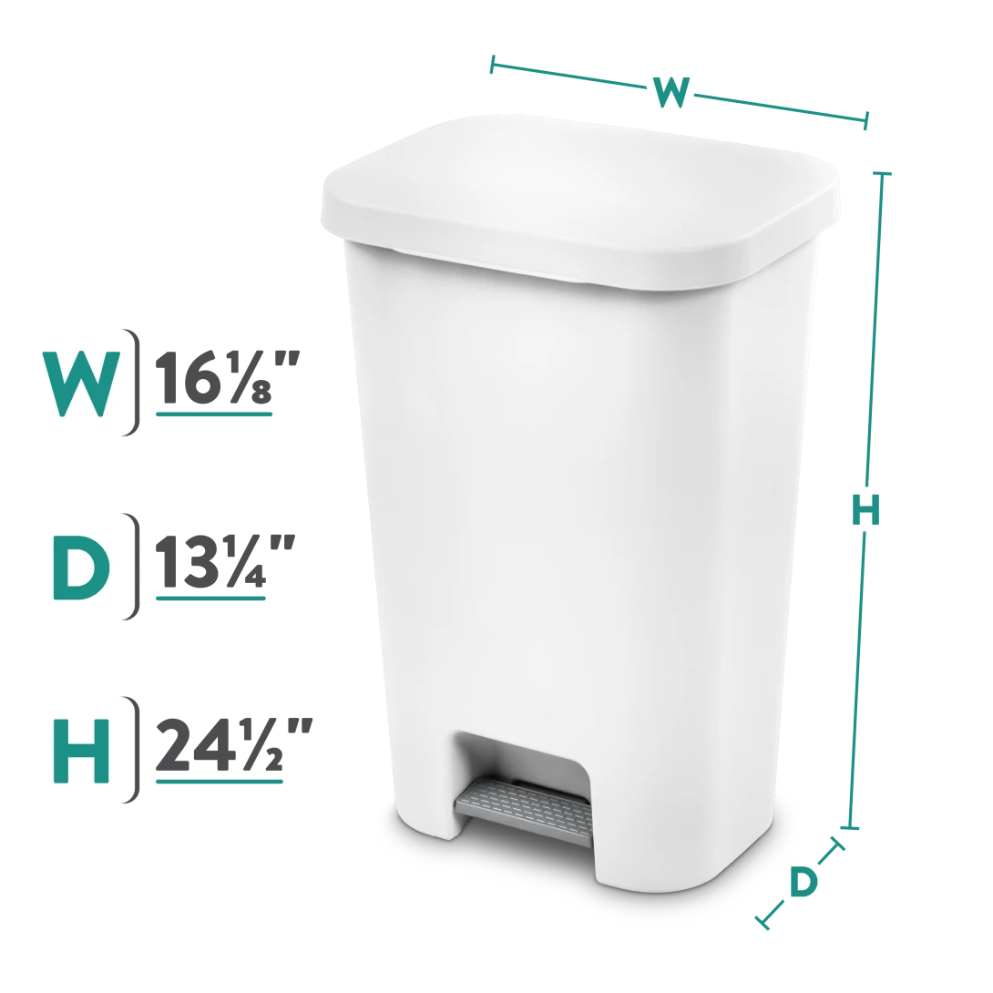 Sterilite 1069 11.9 Gallon / 45 Liter StepOn Wastebasket – Black / White with Titanium Pedal - Image 10