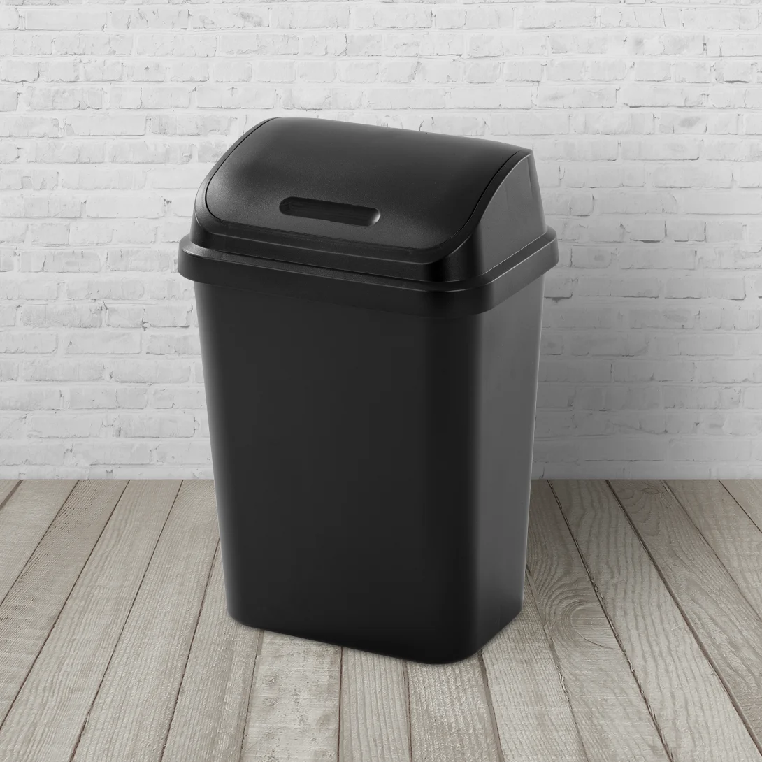 Sterilite 1066 7.8 Gallon / 30 Liter SwingTop Wastebasket – White / Black - Image 12