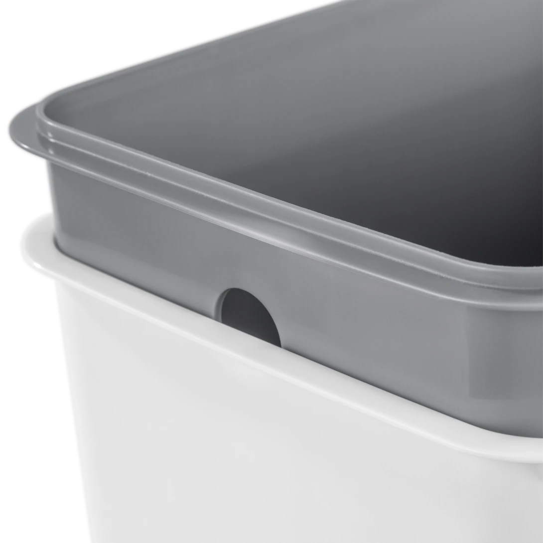 Sterilite 1061 2.7 Gallon / 10.2 Liter Rectangular StepOn Wastebasket – Black / White with Titanium Pedal - Image 15