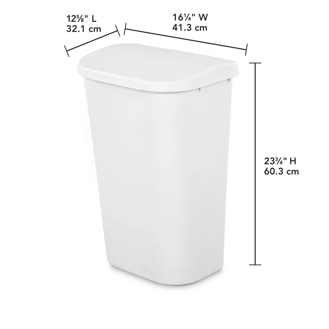 Sterilite 1075 11.3 Gallon / 43 Liter LiftTop Wastebasket – White / Black - Image 2