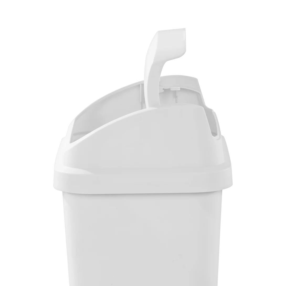 Sterilite 1066 7.8 Gallon / 30 Liter SwingTop Wastebasket – White / Black - Image 5