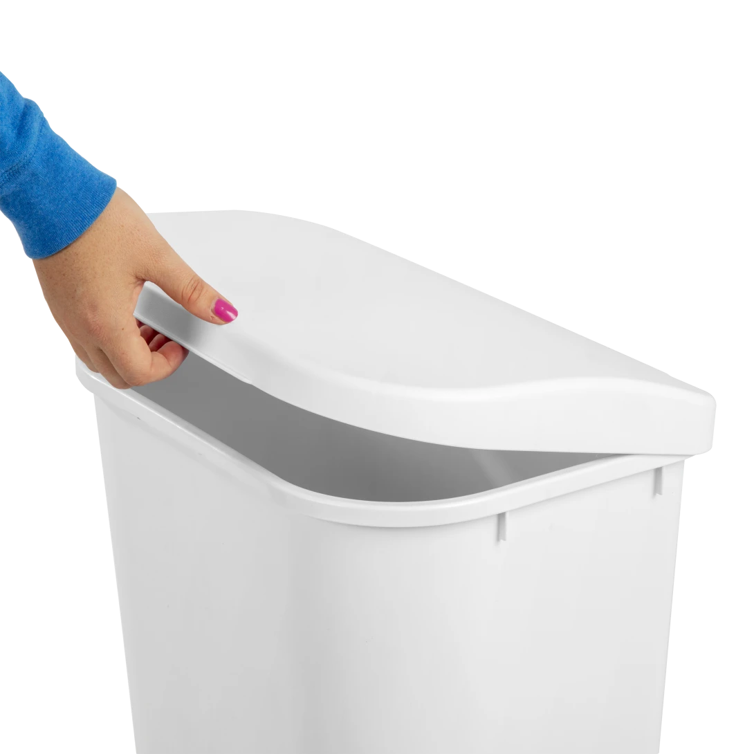 Sterilite 1075 11.3 Gallon / 43 Liter LiftTop Wastebasket – White / Black - Image 5