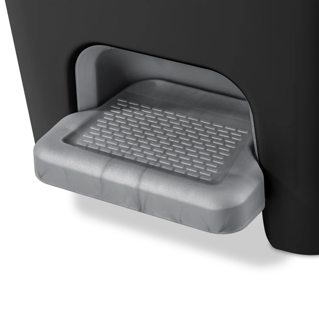 Sterilite 1061 2.7 Gallon / 10.2 Liter Rectangular StepOn Wastebasket – Black / White with Titanium Pedal - Image 6