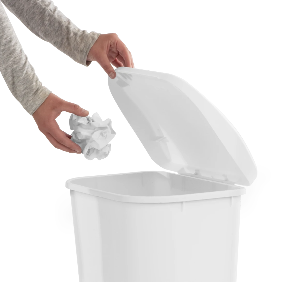 Sterilite 1075 11.3 Gallon / 43 Liter LiftTop Wastebasket – White / Black - Image 8