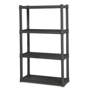 Sterilite 0164 durable 4 shelf plastic shelving unit in flat gray for garage and basement storage