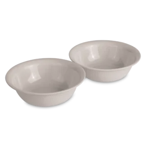 Sterilite 0717 set of two 49 ounce grey pumice round plastic kitchen prep and serving bowls
