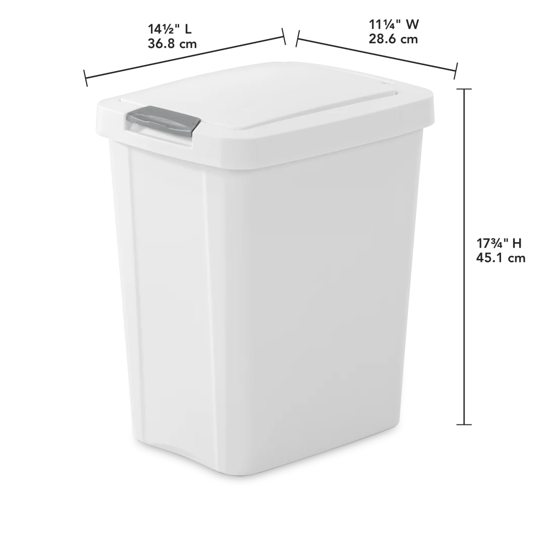 Sterilite 1043 7.5 Gallon / 28 Liter TouchTop Wastebasket β Black / White with Titanium Latch - Image 11