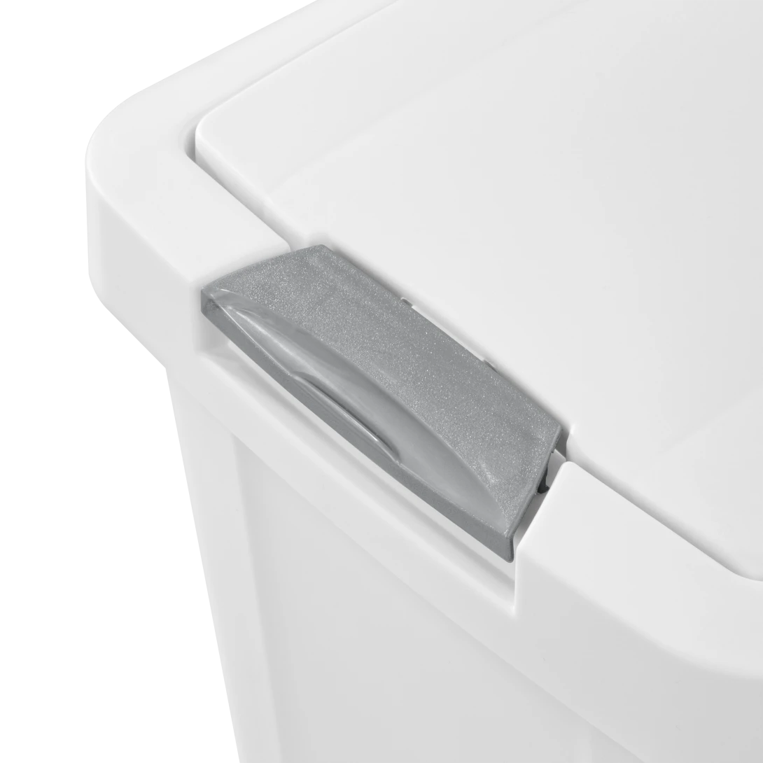 Sterilite 1043 7.5 Gallon / 28 Liter TouchTop Wastebasket β Black / White with Titanium Latch - Image 14