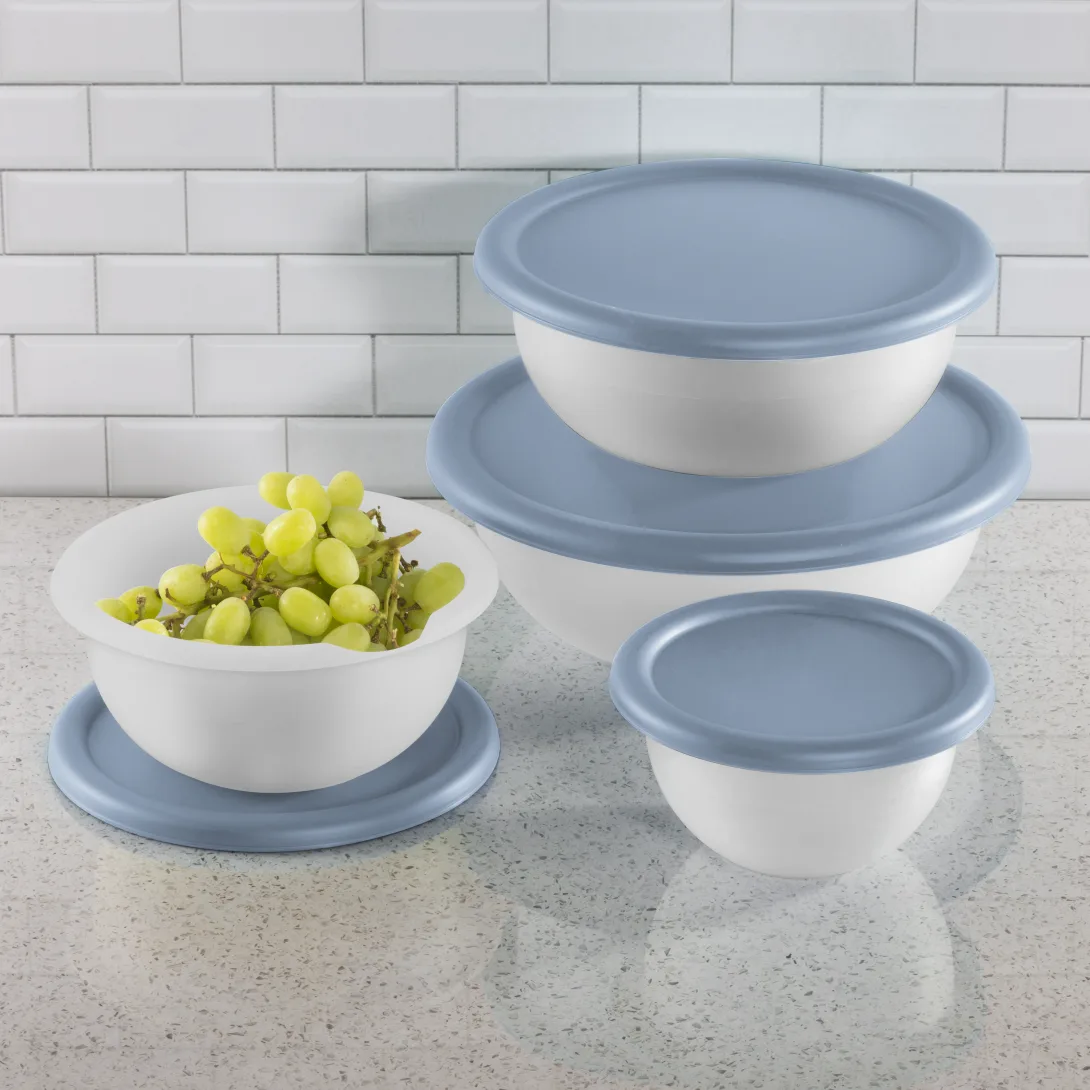 Sterilite 0747 8-Piece Covered Bowl Set – White Bowls with Washed Blue & Corsair Blue Lids - Image 15