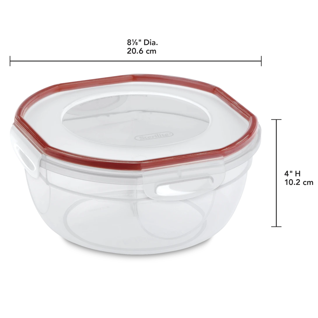 Sterilite 0393 Ultra•Seal™ 2.5 Quart Round Food Storage Bowl – Clear with Magenta Accents - Image 3