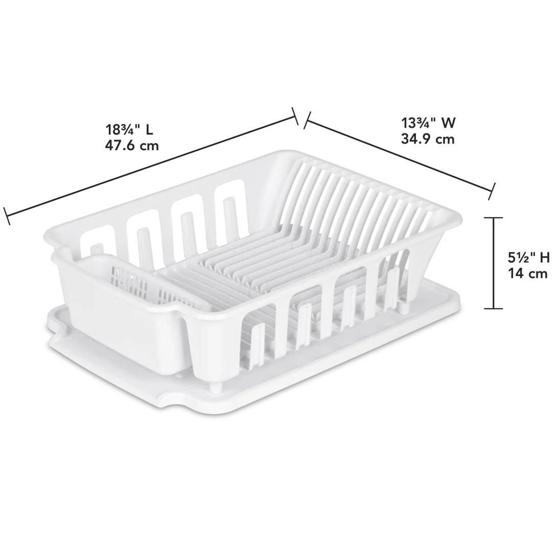 Sterilite 0627 Large 2-Piece Sink Set – Dish Drainer & Slanted Drainboard – White - Image 2