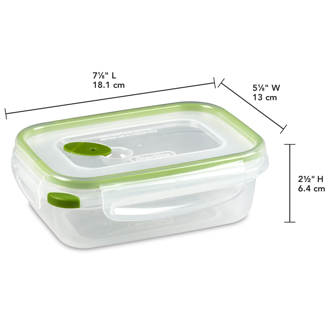 Sterilite 0311 Ultra•Seal™ 3.1 Cup Rectangular Food Storage Container – Clear with Green Accents - Image 2