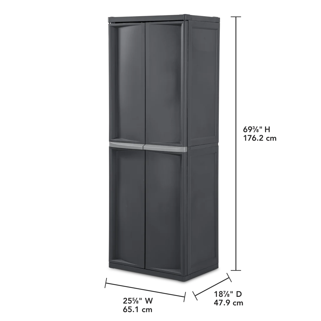 Sterilite 4-Shelf Lockable Heavy Duty Plastic Storage Cabinet β Flat Gray - Image 7