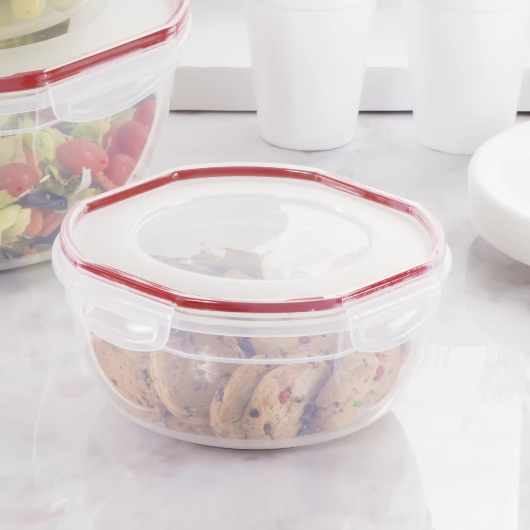 Sterilite 0393 Ultra•Seal™ 2.5 Quart Round Food Storage Bowl – Clear with Magenta Accents - Image 4