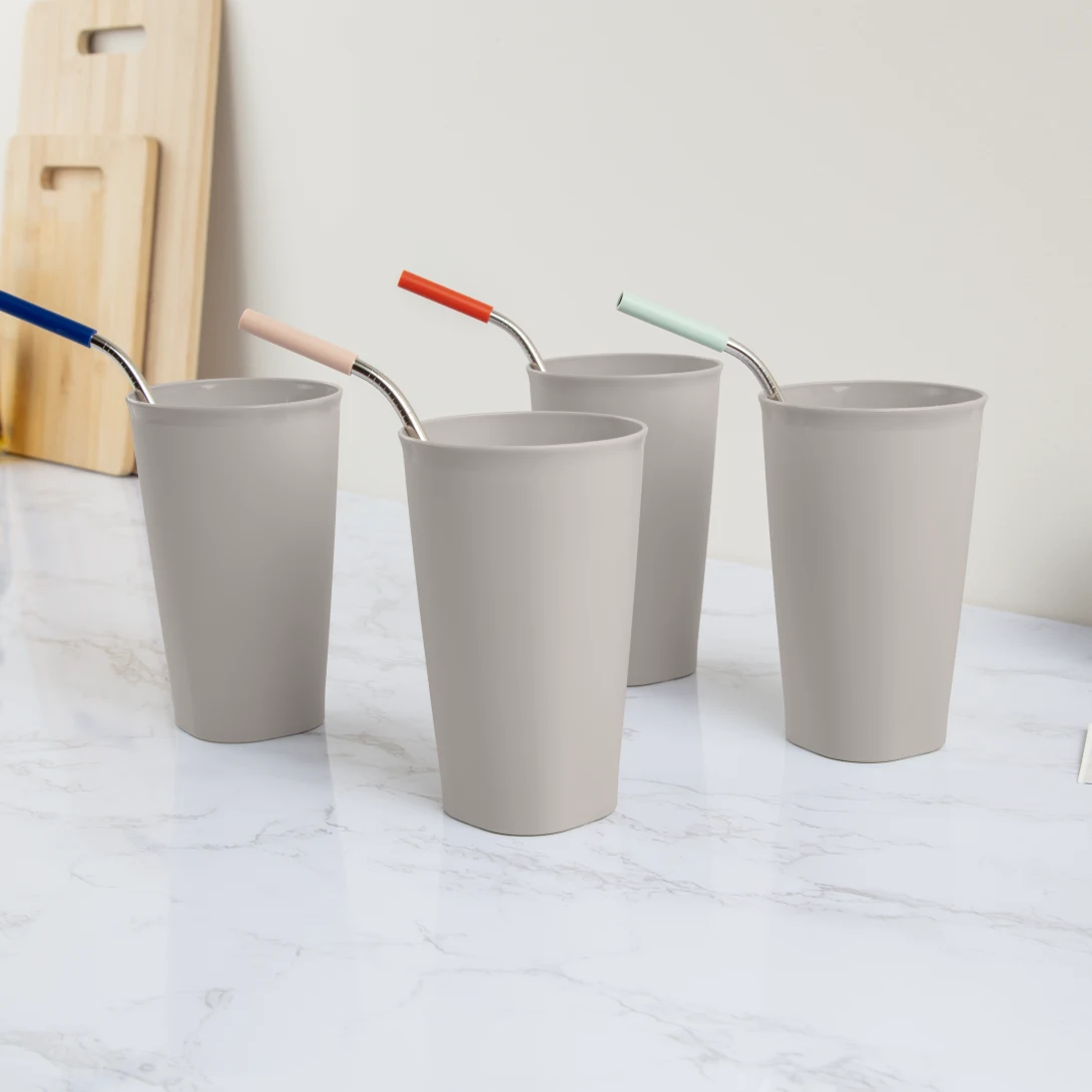 Sterilite 0924 Set of Four 20 Ounce / 591 Milliliter Plastic Tumblers – Washed Blue / Grey Pumice - Image 3