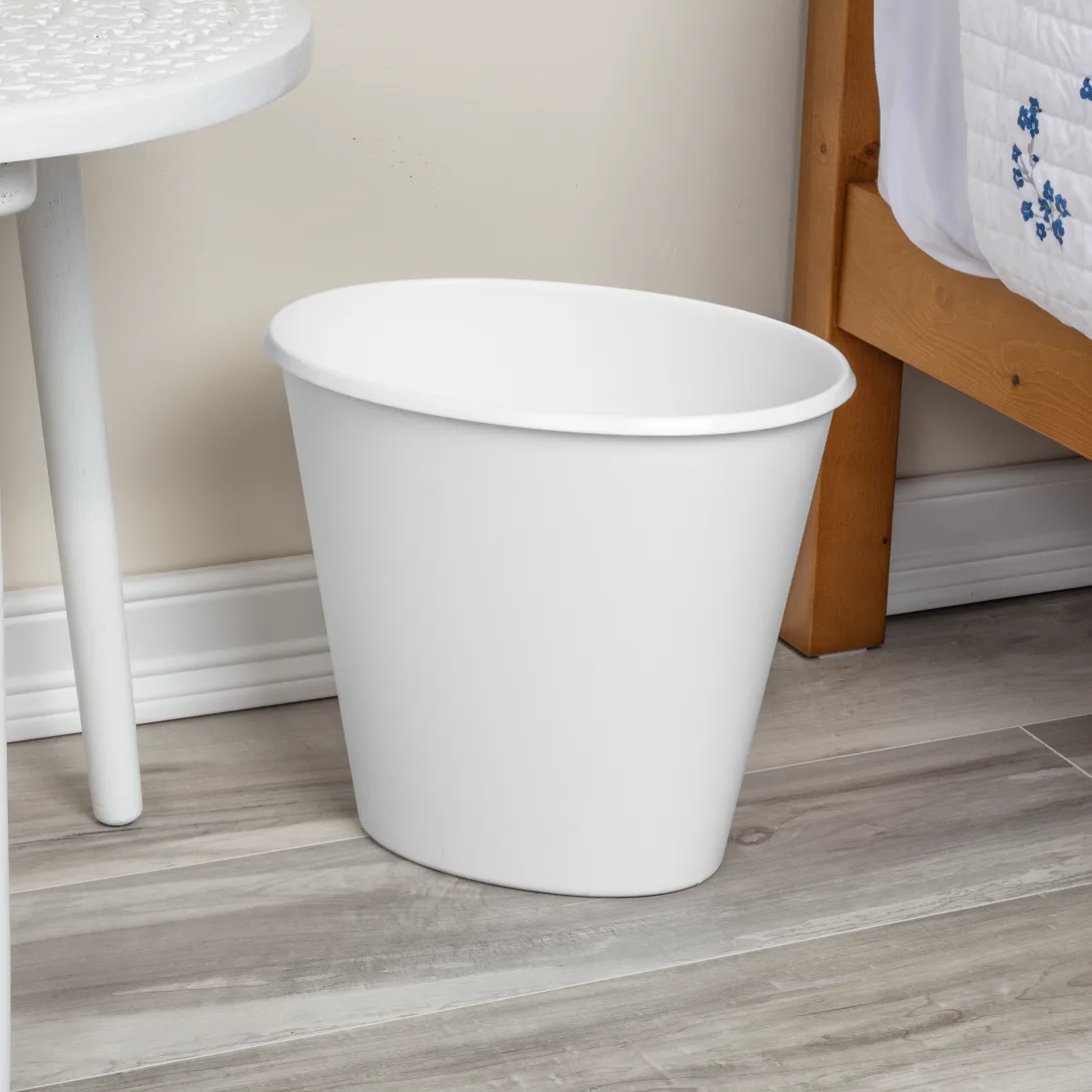 Sterilite 1019 2.5 Gallon / 9.5 Liter Oval Vanity Wastebasket – White - Image 3