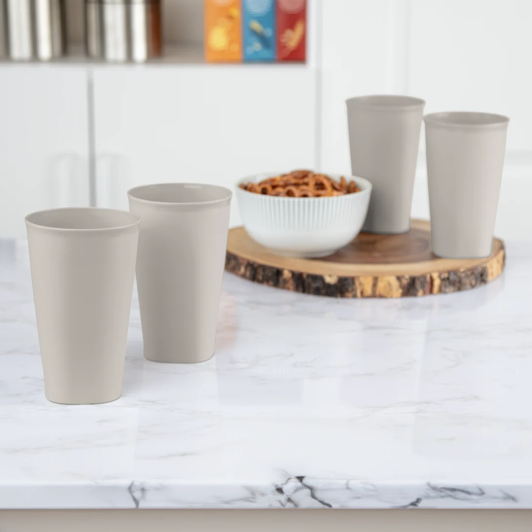 Sterilite 0924 Set of Four 20 Ounce / 591 Milliliter Plastic Tumblers – Washed Blue / Grey Pumice - Image 4
