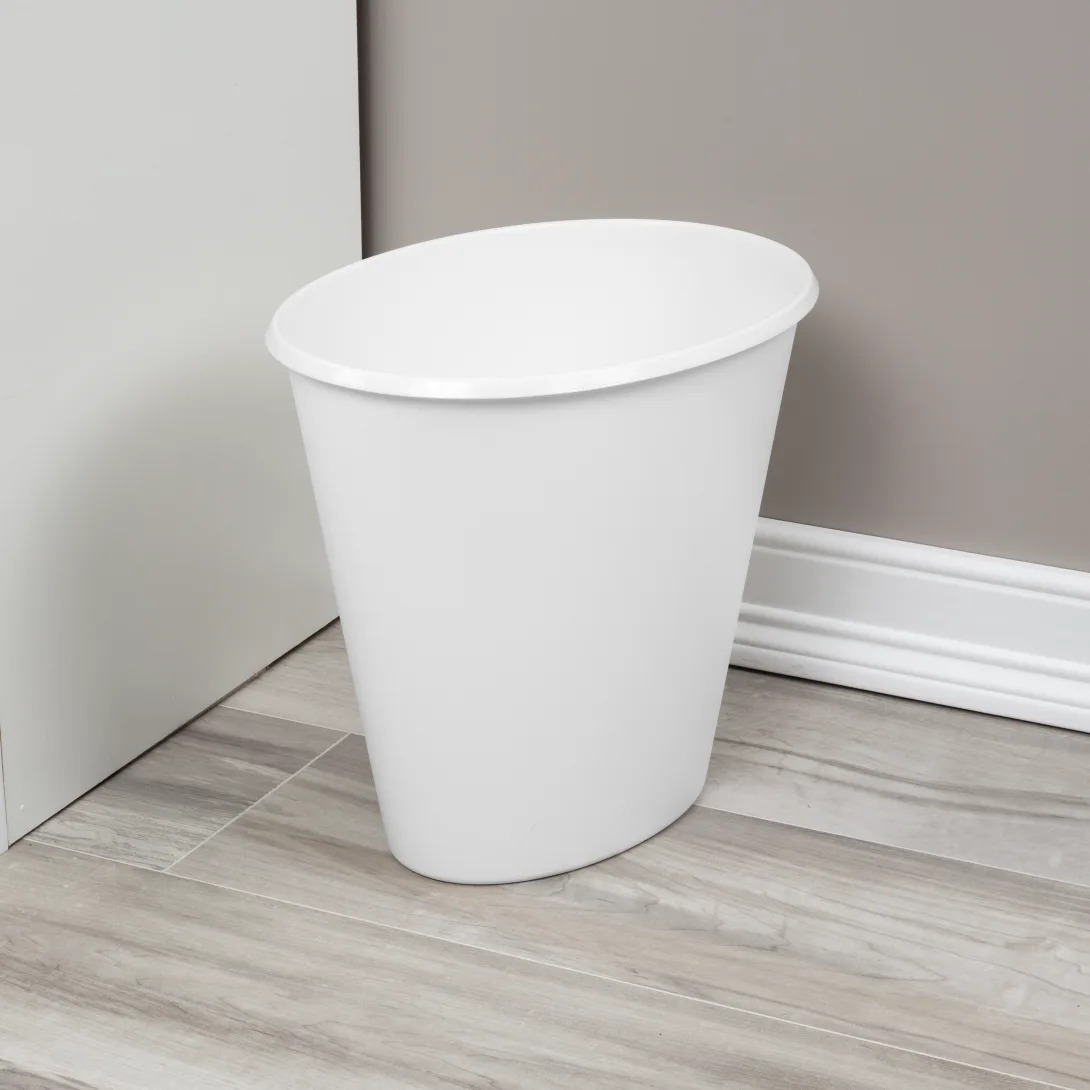 Sterilite 1019 2.5 Gallon / 9.5 Liter Oval Vanity Wastebasket – White - Image 4