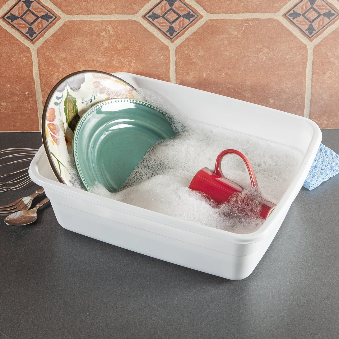 Sterilite 0656 8 Quart Compact Plastic Dishpan β White - Image 5