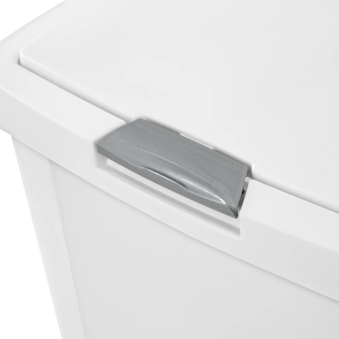 Sterilite 1045 13 Gallon / 49 Liter TouchTop Wastebasket – White / Black with Titanium Latch - Image 6