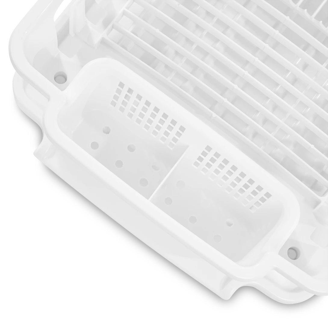 Sterilite 0627 Large 2-Piece Sink Set – Dish Drainer & Slanted Drainboard – White - Image 8