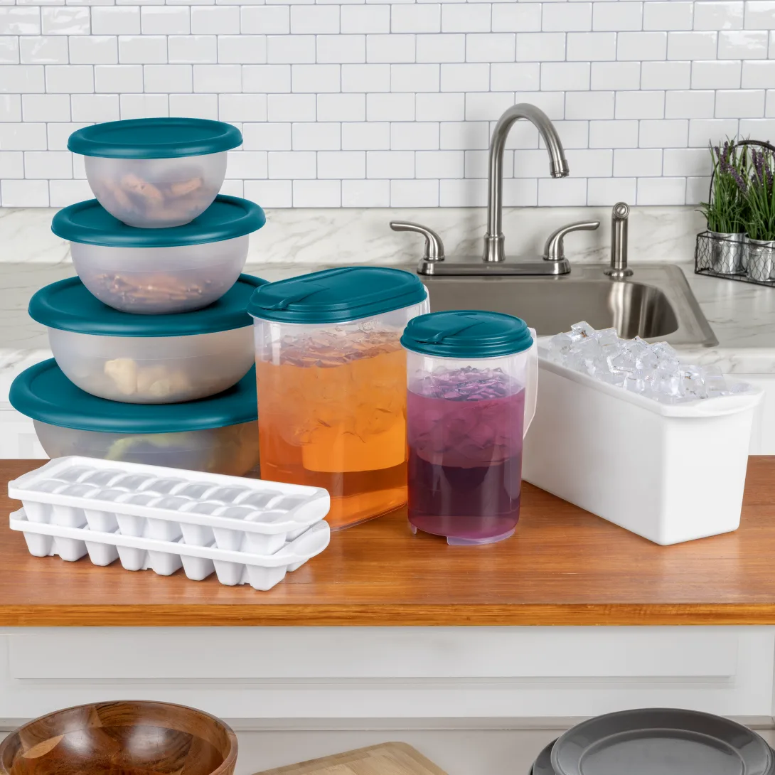 Sterilite 0747 8-Piece Covered Bowl Set – White Bowls with Washed Blue & Corsair Blue Lids - Image 8