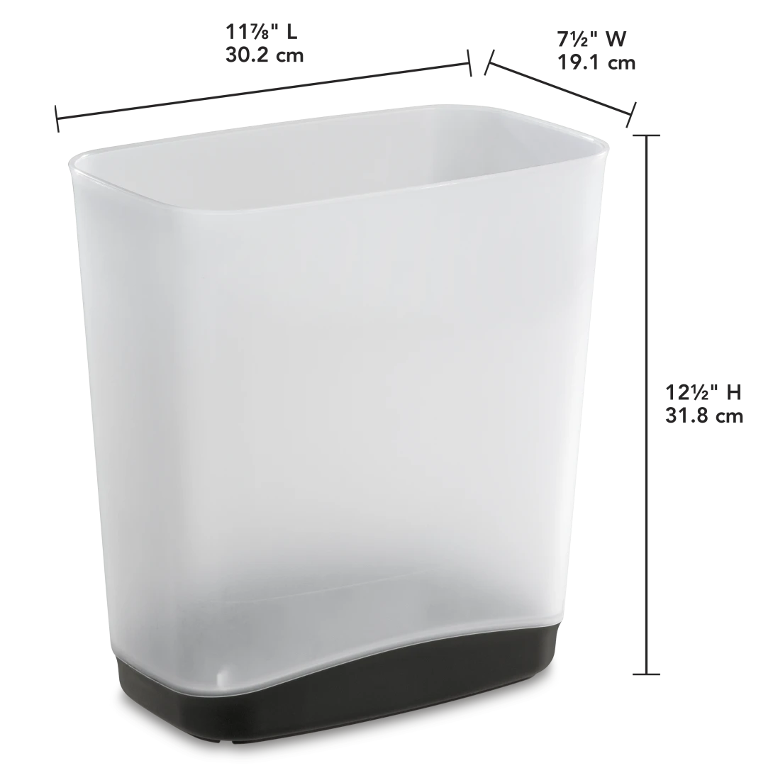 Sterilite 1039 3.3 Gallon / 12 Liter Slim Wastebasket – Clear with Flat Gray Base - Image 2
