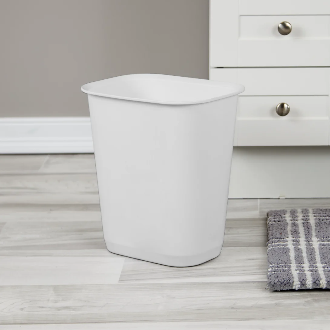 Sterilite 1046 3 Gallon / 11.4 Liter Rectangular Wastebasket – Black / White - Image 8