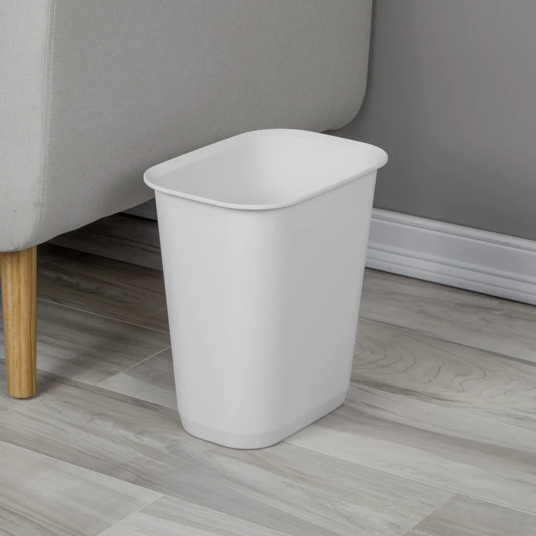 Sterilite 1046 3 Gallon / 11.4 Liter Rectangular Wastebasket – Black / White - Image 9