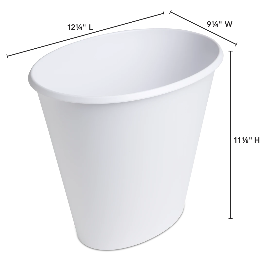 Sterilite 1019 2.5 Gallon / 9.5 Liter Oval Vanity Wastebasket – White - Image 2