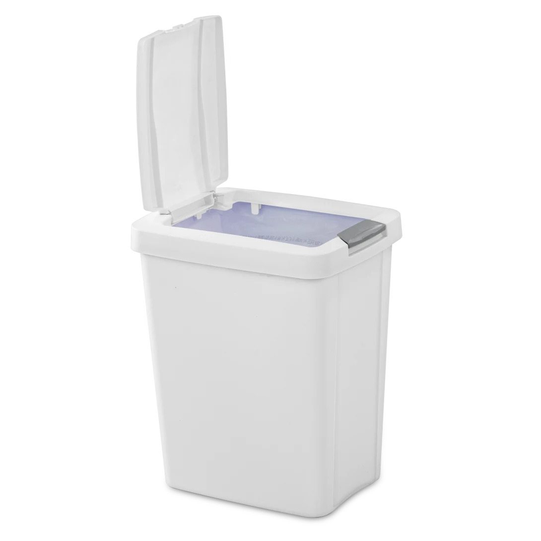 Sterilite 1043 7.5 Gallon / 28 Liter TouchTop Wastebasket β Black / White with Titanium Latch - Image 17