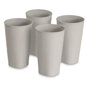 Sterilite 0924 set of four 20 ounce grey pumice plastic drinking tumblers stacked together
