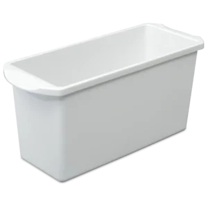 Sterilite 7250 white plastic compact freezer ice cube storage bin container with end handles