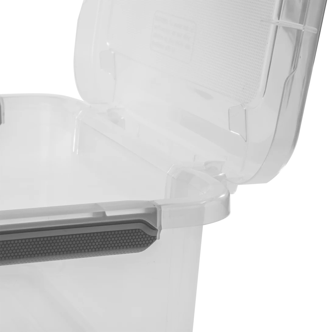 Sterilite 1396 60 Qt HingeLID Box β Clear with Flat Gray Handles & Latching Lid - Image 10