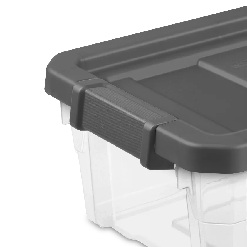 Sterilite 1472 16 Qt Modular Stacker Box β Clear Base with Flat Gray Lid & Latches - Image 10