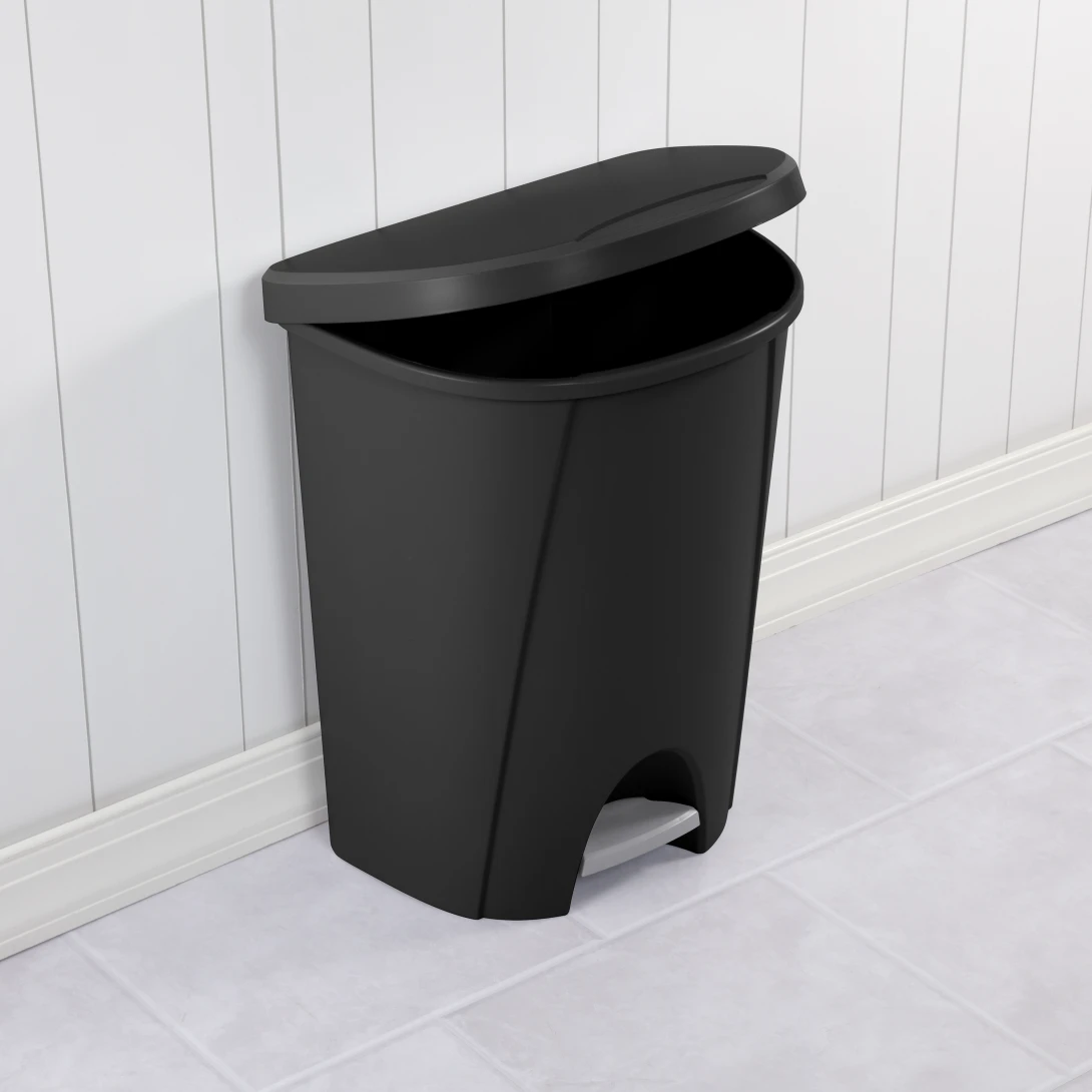 Sterilite 1094 6.6 Gallon / 25 Liter StepOn Wastebasket – White / Black with Titanium Pedal - Image 10