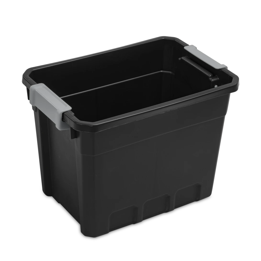 Sterilite 1483 7.5 Gallon Modular Stacker Tote – Black Base & Lid with Titanium Latches - Image 10