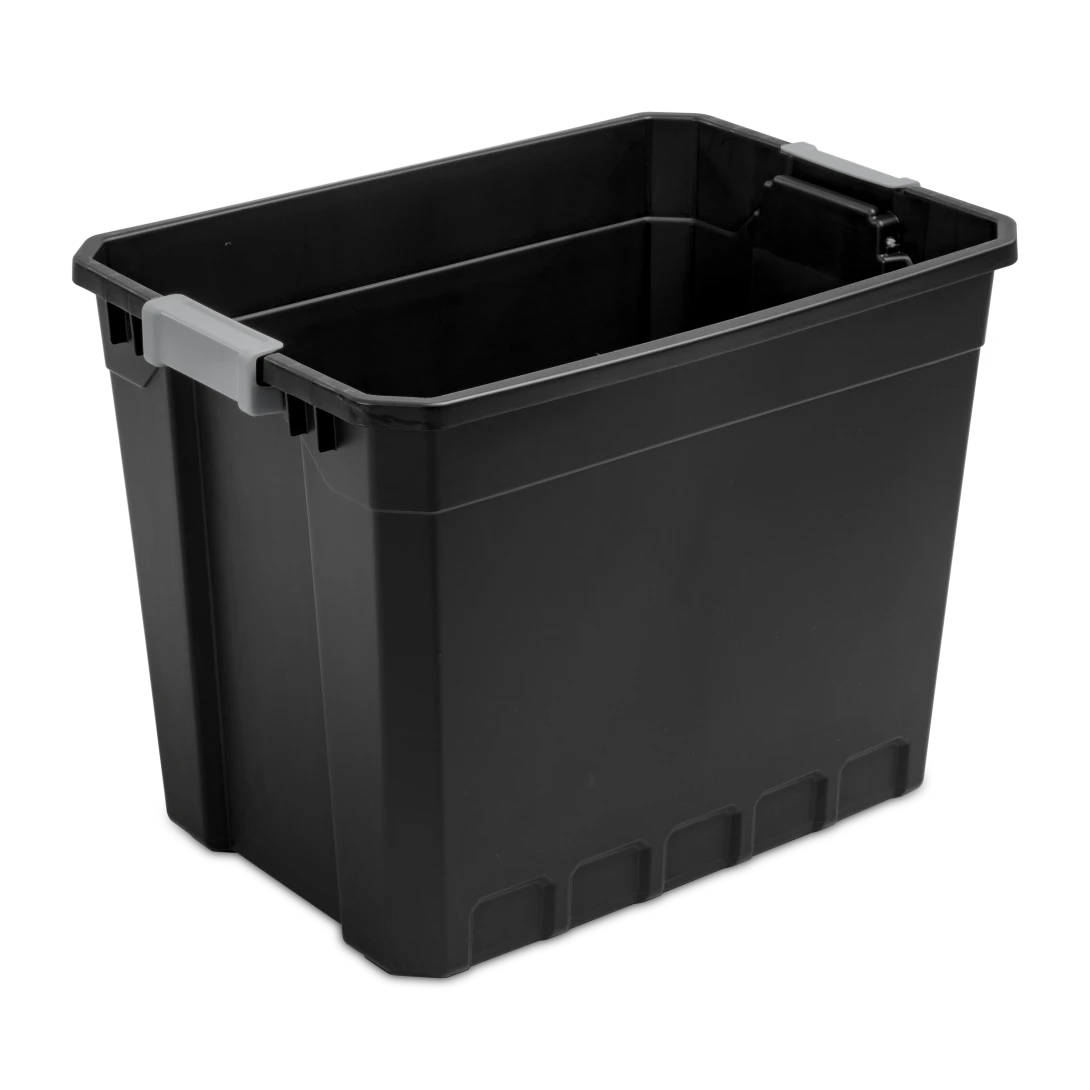 Sterilite 1488 27 Gallon Modular Stacker Tote – Black Base & Lid with Titanium Latches - Image 10