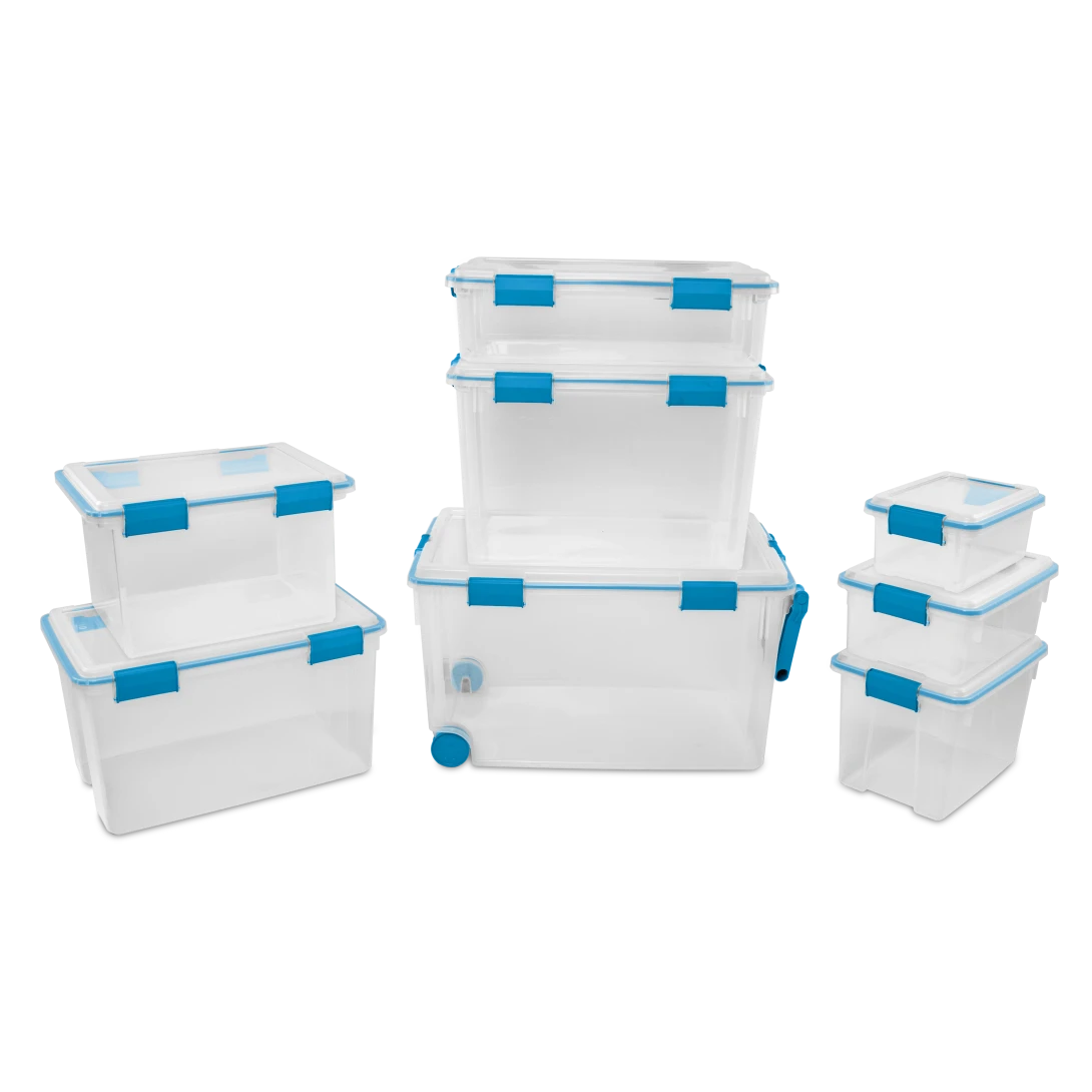 Sterilite 1942 12 Quart Gasket Box β Small Airtight & Watertight Clear Plastic Storage Bin with Blue Aquarium Latches - Image 10