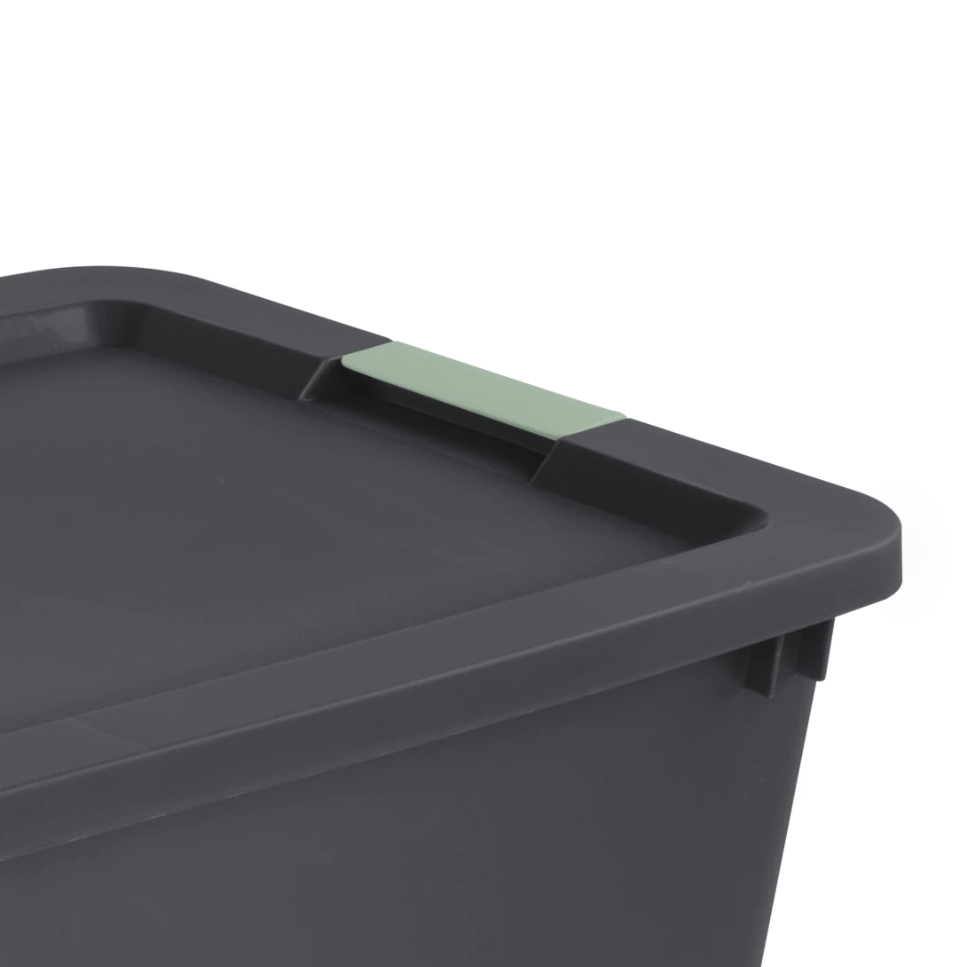 Sterilite 2222 45 Gallon Wheeled Latch Tote – Heavy-Duty Rolling Flat Gray Plastic Storage Bin with Green River Latches - Image 10