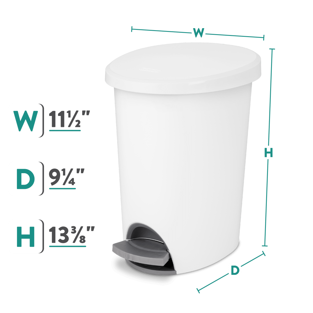 Sterilite 1081 2.6 Gallon / 9.8 Liter Ultra StepOn Wastebasket – Black / White with Titanium Pedal - Image 10