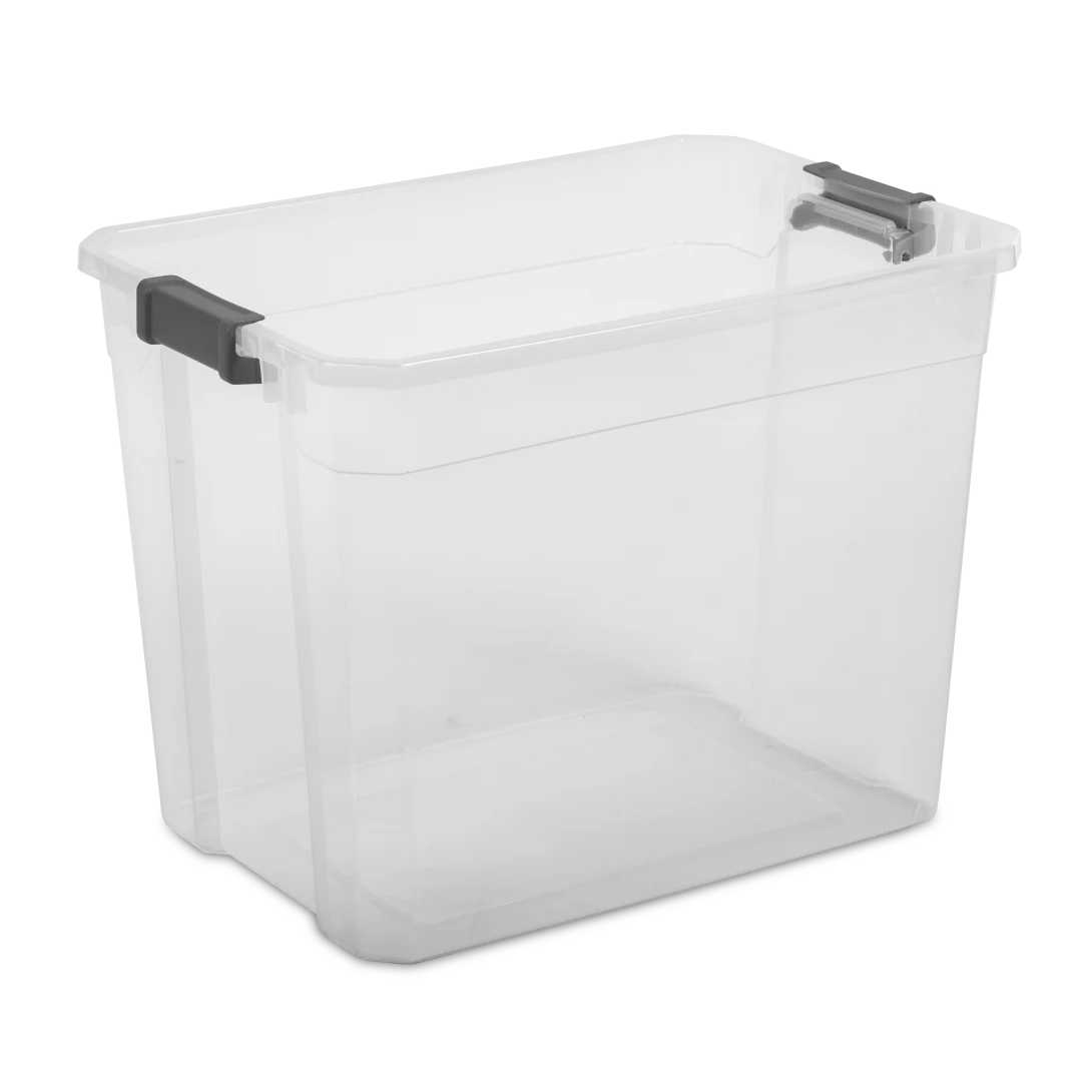 Sterilite 1478 108 Qt Modular Stacker Box – Clear Base with Flat Gray Lid & Latches - Image 11