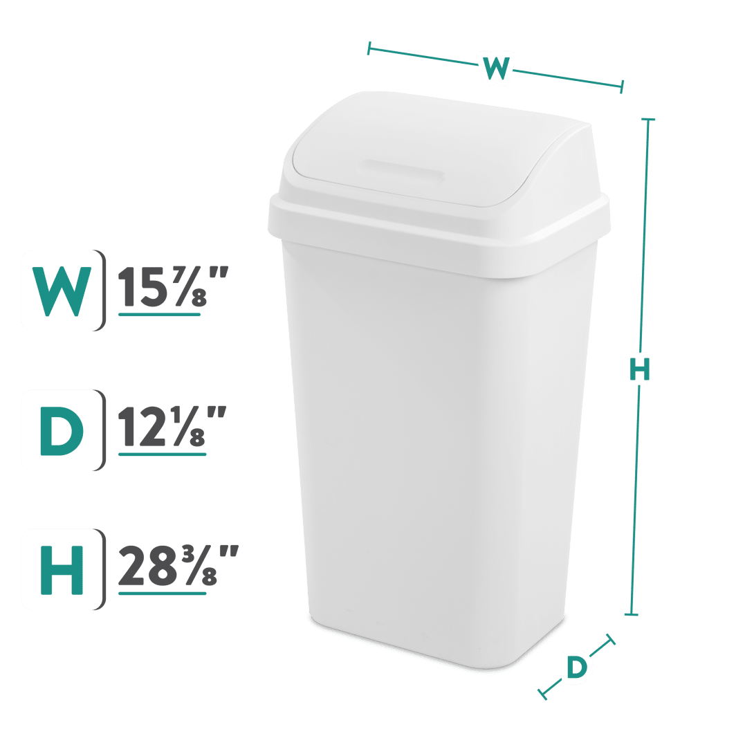 Sterilite 1089 13 Gallon / 49 Liter SwingTop Wastebasket – Black / White - Image 11