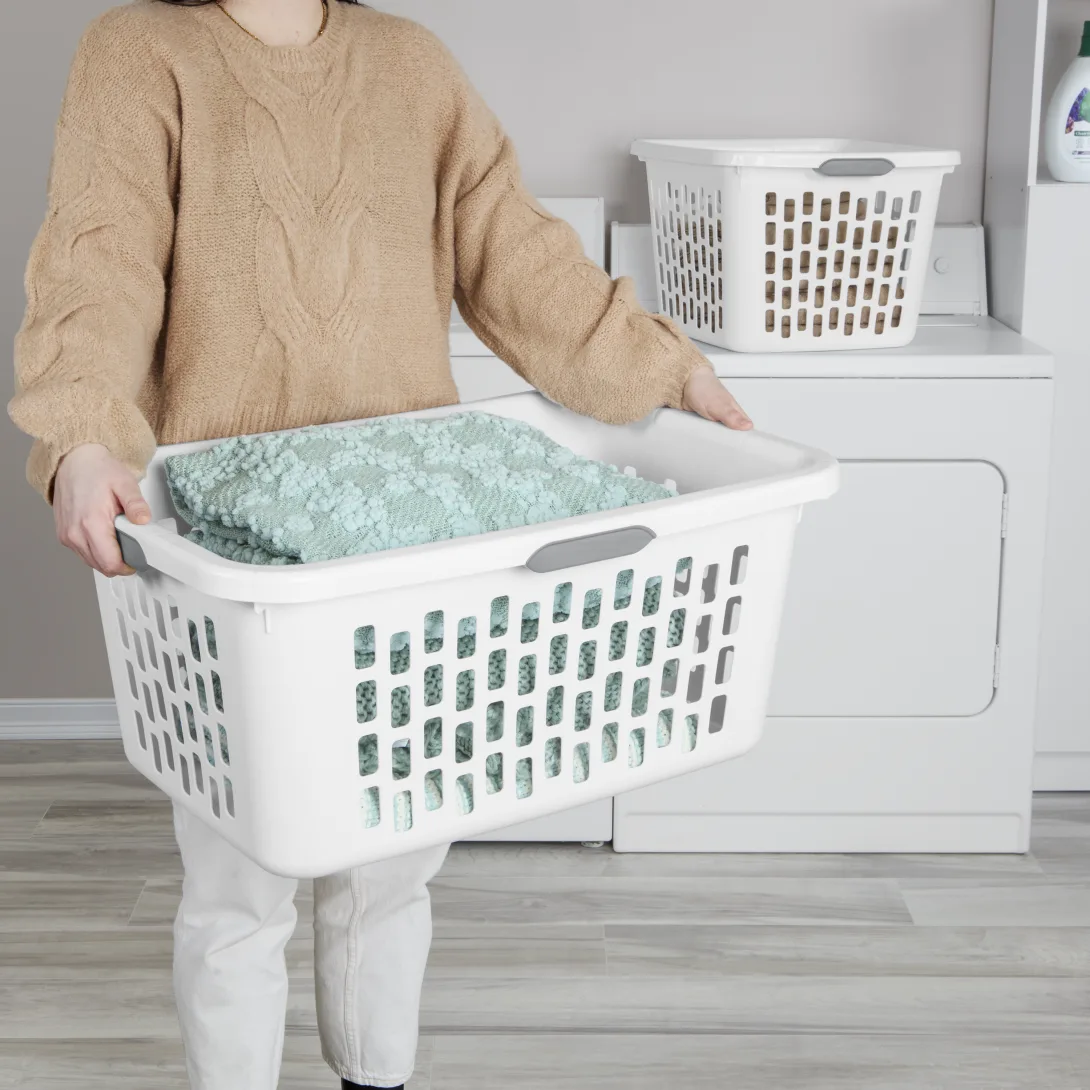 Sterilite 1202 2 Bushel / 71 Liter Ultra Laundry Basket – Mindful Mint / White - Image 11