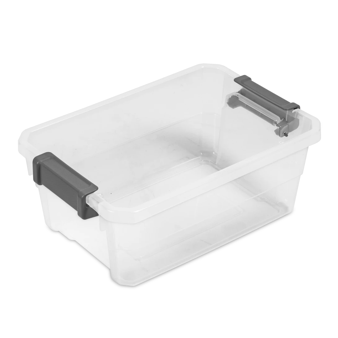 Sterilite 1472 16 Qt Modular Stacker Box β Clear Base with Flat Gray Lid & Latches - Image 12