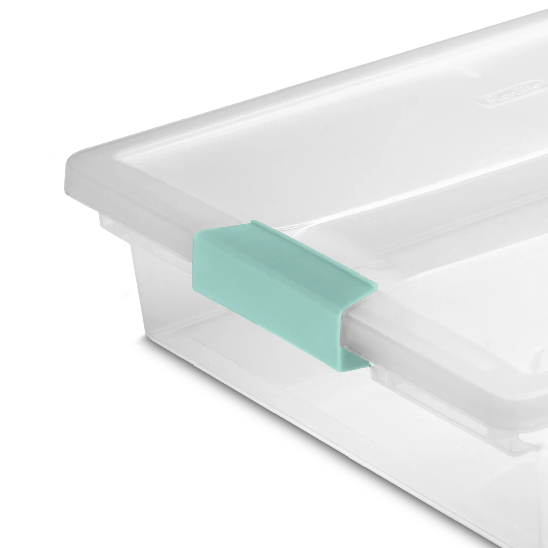 Sterilite 1963 Large Clip Box – Clear Plastic Storage Organizer Bin with Aqua Chrome Latches - Image 12