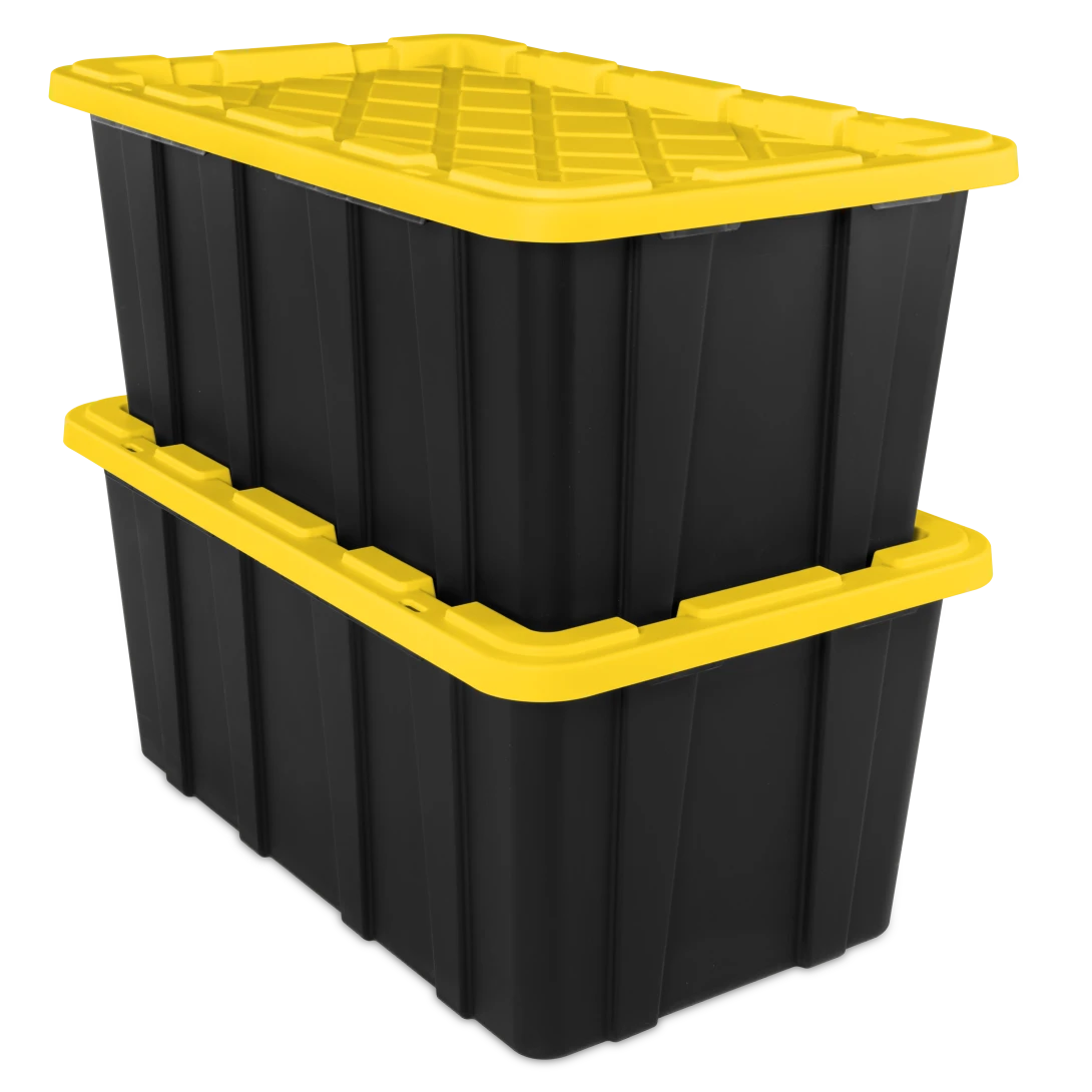 Sterilite 5067 38 Gallon Industrial Tote – Extra-Large Heavy-Duty Storage Bin with Yellow Lily Lid & Black Base - Image 14